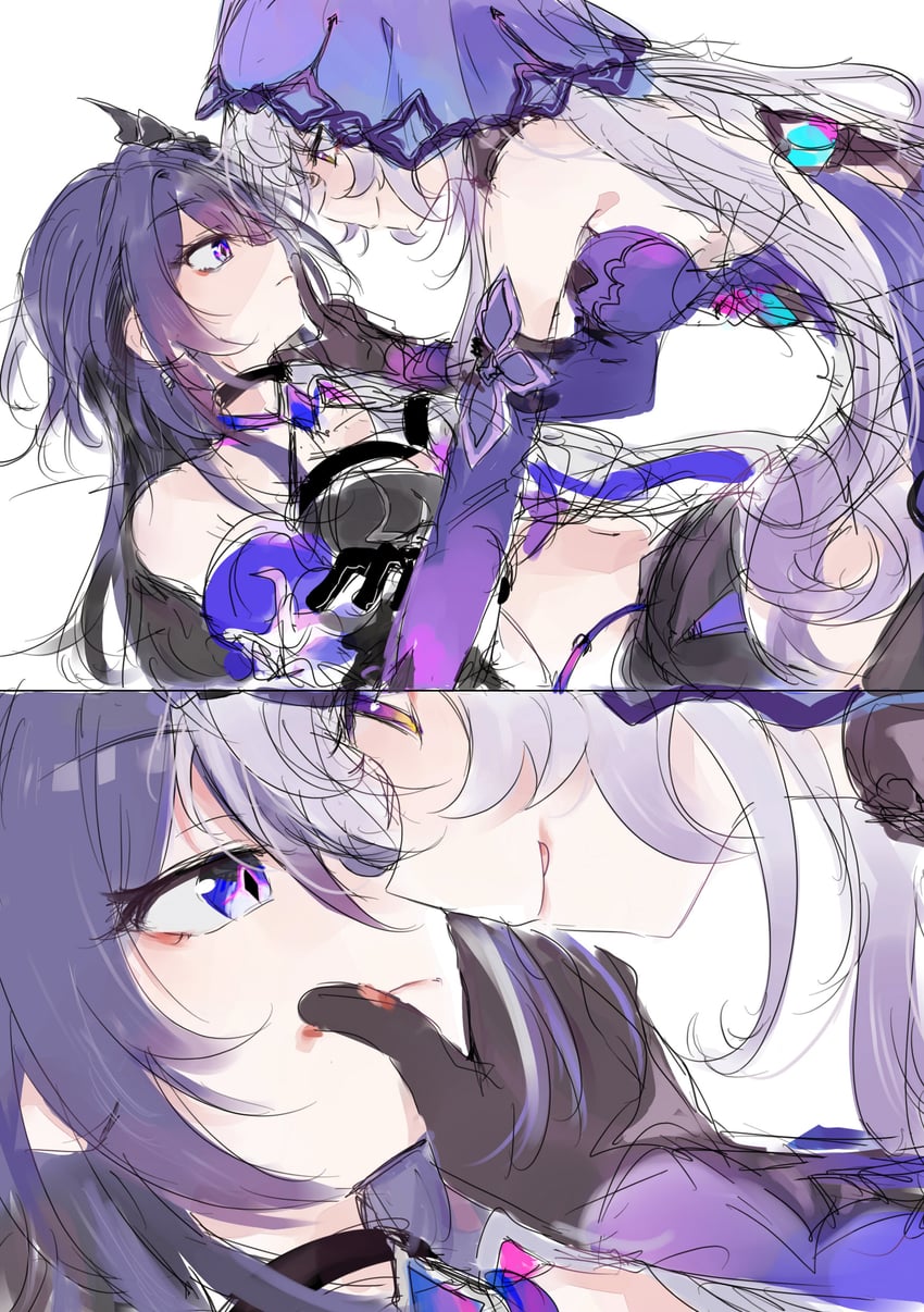acheron and black swan (honkai and 1 more) drawn by fud