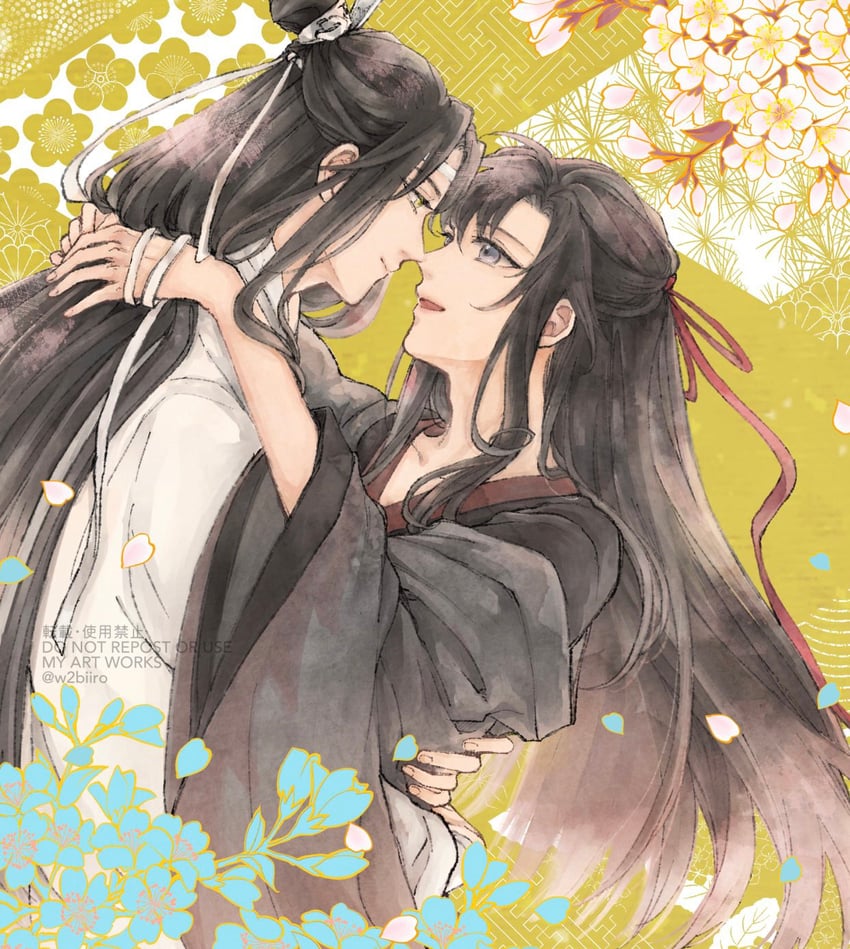 wei wuxian and lan wangji (modao zushi) drawn by w2biiro