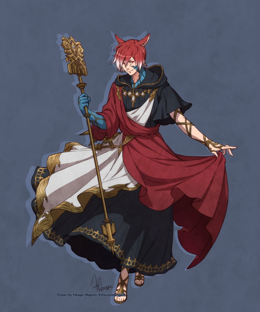 g'raha tia and crystal exarch (final fantasy and 1 more) drawn by banana_gyuunyuu