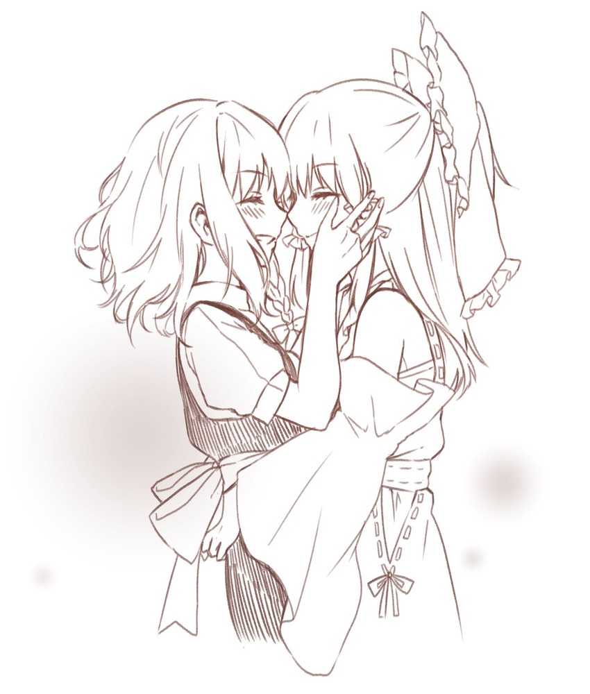 hakurei reimu and kirisame marisa (touhou) drawn by kizitora_hato