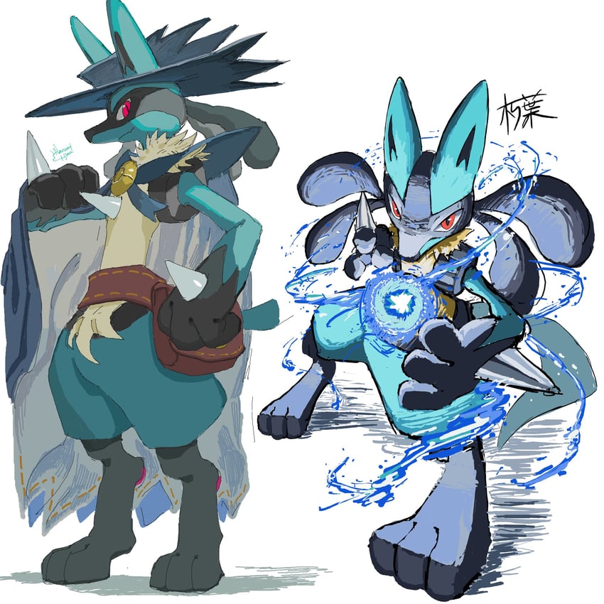 lucario (pokemon and 1 more) drawn by narumi_hyou
