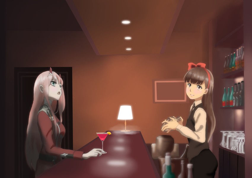 zero two and mishima hitomi (darling in the franxx and 1 more) drawn by kin_ryouma