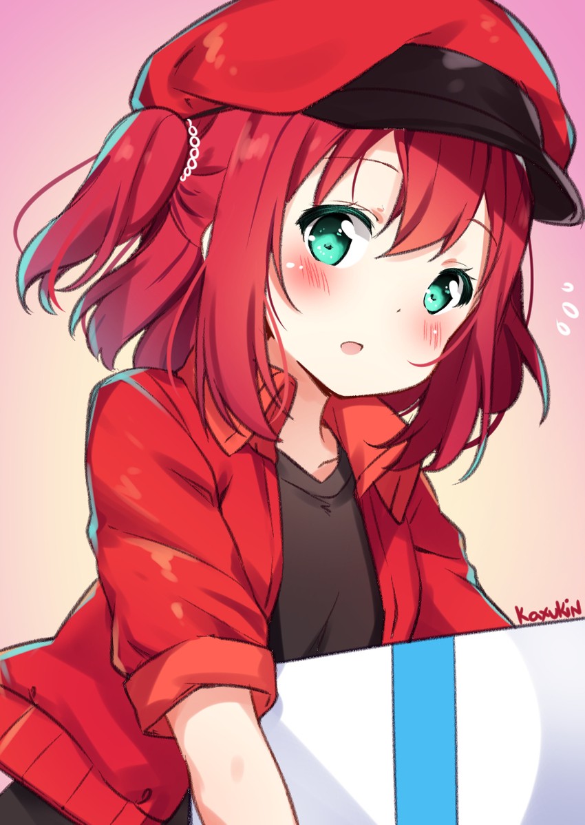 kurosawa ruby and red blood cell (love live! and 2 more) drawn by kaxukin