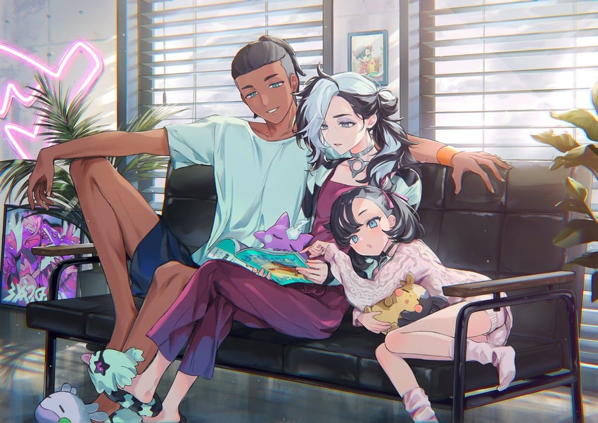 marnie, raihan, morpeko, piers, goomy, and 4 more (pokemon and 1 more) drawn by nekoyashiki_pushio