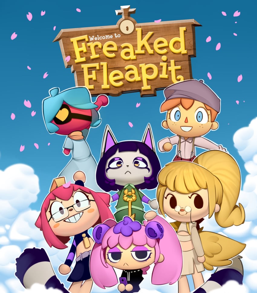 ruby, bellboy, sister june, fasaria, and keyla (animal crossing and 1 more) drawn by freakedfleapit