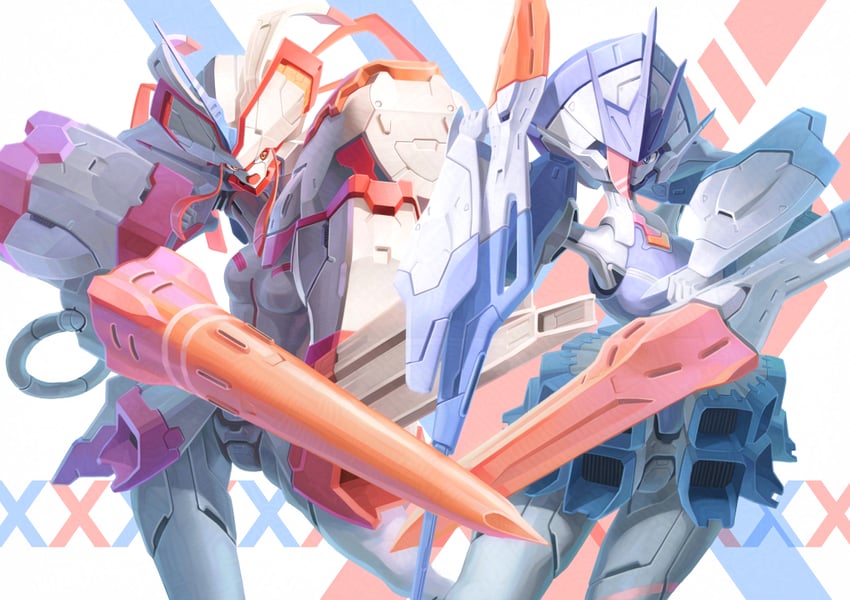 strelizia and delphinium (darling in the franxx) drawn by helmet_(trailblazer003)