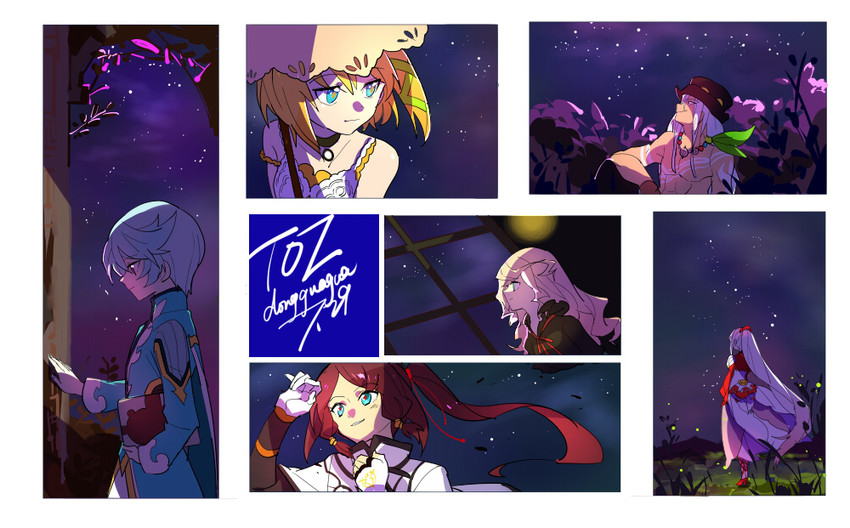 edna, mikleo, alisha diphda, rose, lailah, and 1 more (tales of and 1 more) drawn by yanzhan
