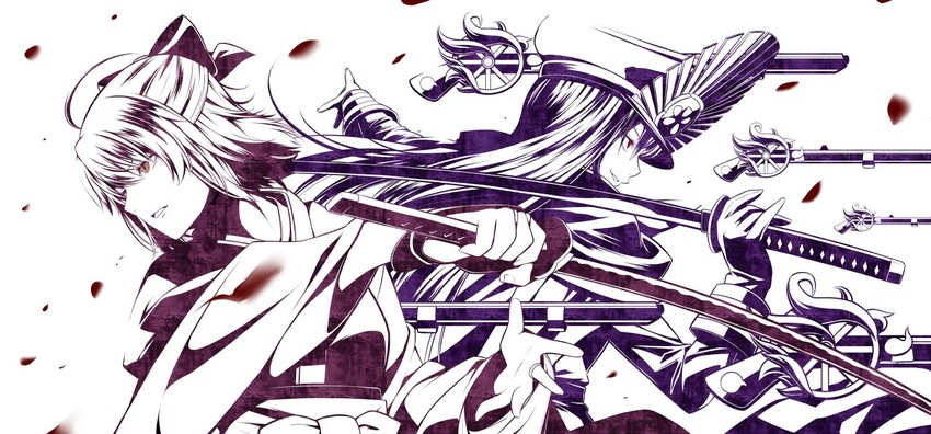 okita souji and oda nobunaga (fate and 1 more) drawn by tsukumo_(soar99)