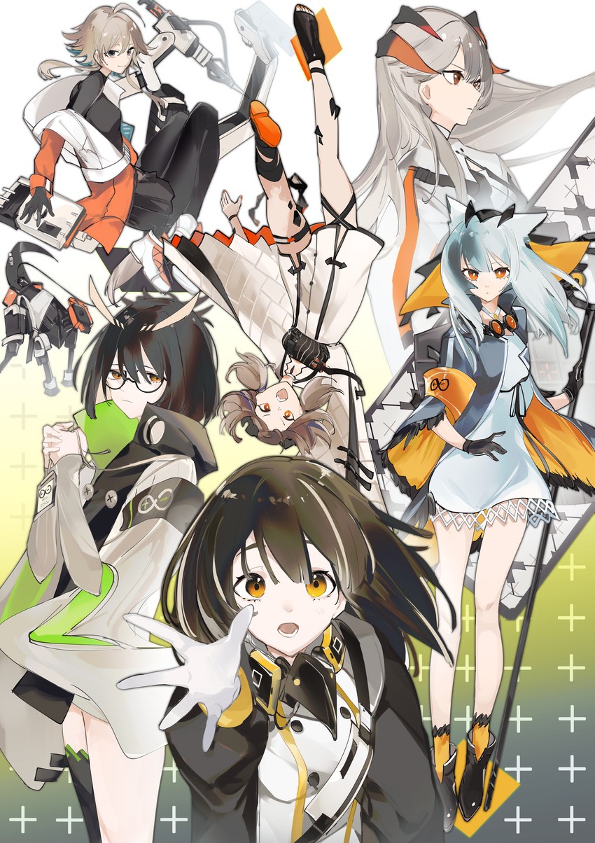 saria, silence, ifrit, ptilopsis, magallan, and 1 more (arknights) drawn by aonogura