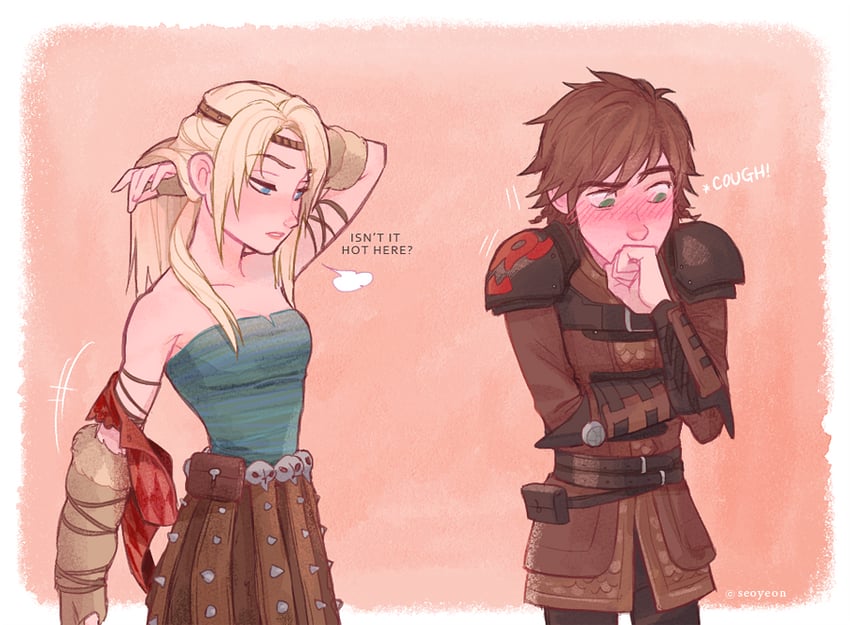 astrid hofferson and hiccup horrendous haddock iii (how to train your dragon and 1 more) drawn by seoyeon