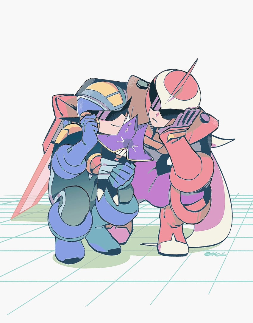 megaman.exe, protoman.exe, and big hat (mega man and 2 more) drawn by nctn_patch