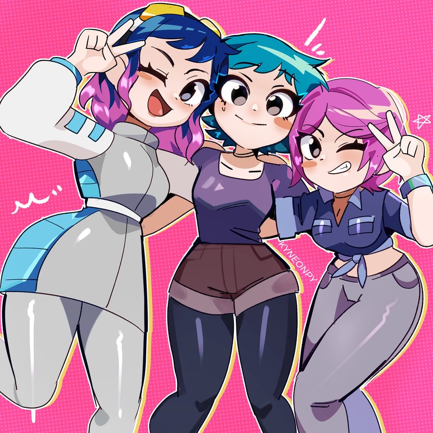 ramona flowers and future ramona flowers (scott pilgrim and 1 more) drawn by kyneonpy
