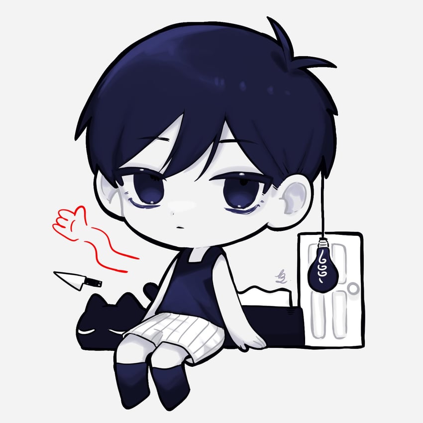 omori and mewo (omori) drawn by nata_kadu