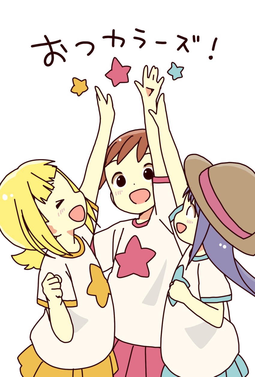 aoyama kotoha, kise saki, and akamatsu yui (mitsuboshi colors) drawn by katsuwo_(cr66g)