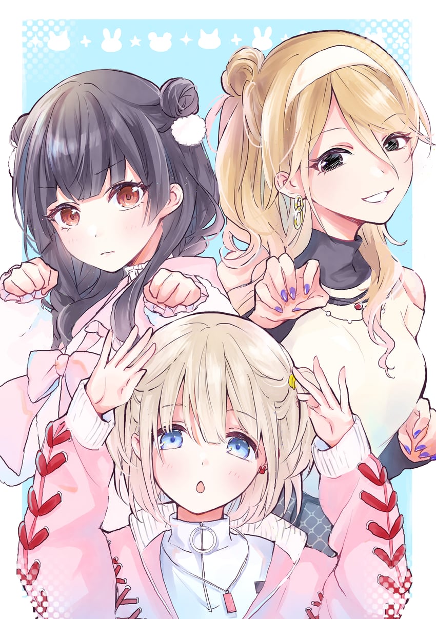 mayuzumi fuyuko, serizawa asahi, and izumi mei (idolmaster and 1 more) drawn by kuru_(krkr8686)
