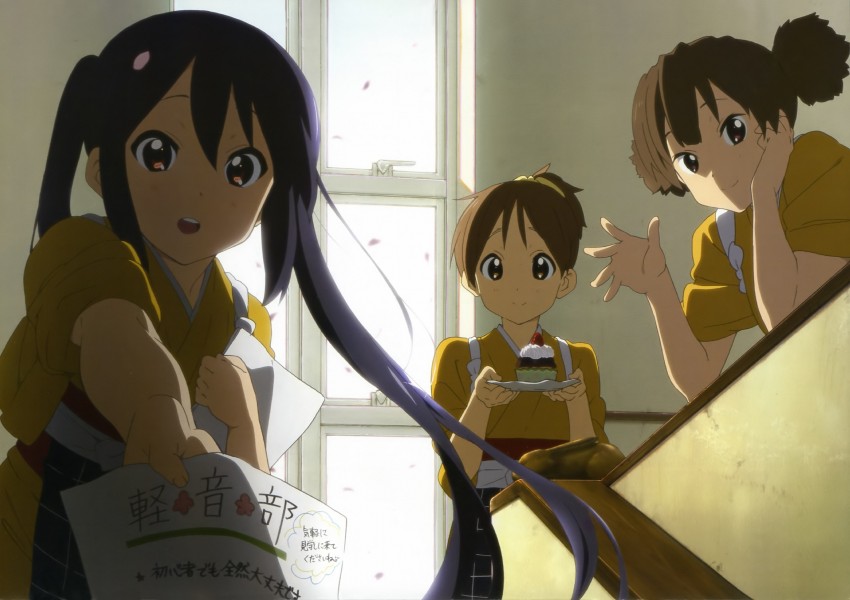nakano azusa, hirasawa ui, and suzuki jun (k-on!) drawn by horiguchi_yukiko and watanabe_mikiko