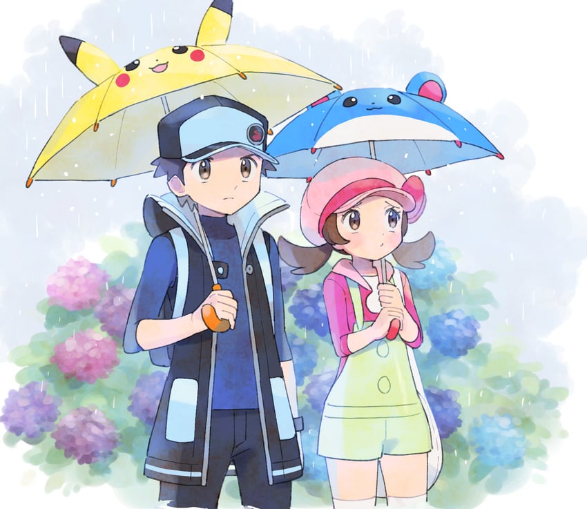 pikachu, red, lyra, and marill (pokemon and 1 more) drawn by pumpkinpan