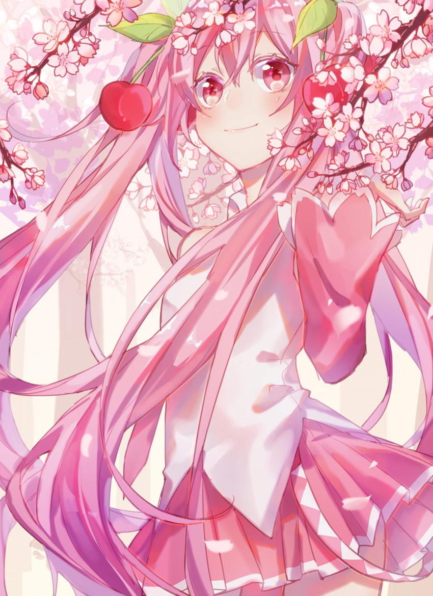 hatsune miku and sakura miku (vocaloid) drawn by tsukonin_p