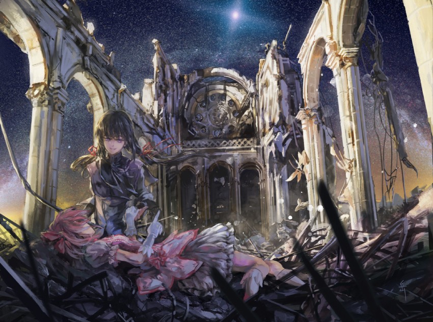 akemi homura and kaname madoka (mahou shoujo madoka magica) drawn by archlich