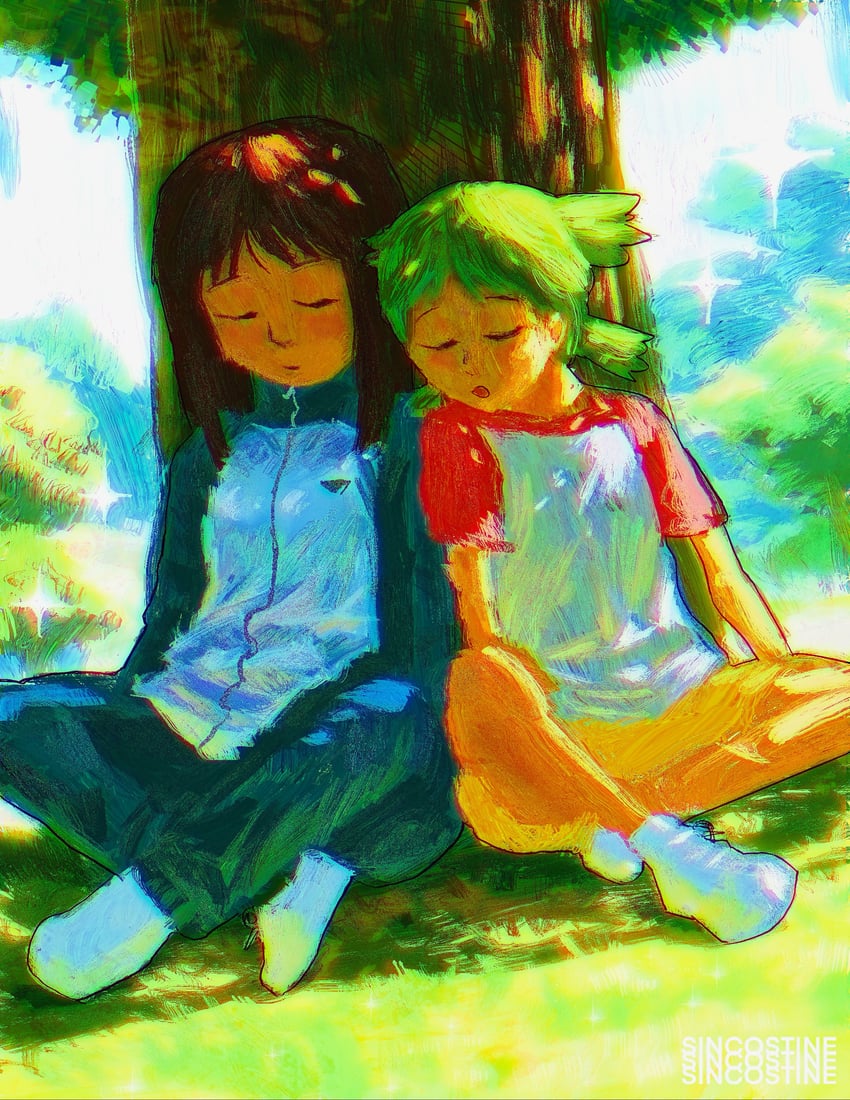 kasuga ayumu and koiwai yotsuba (azumanga daioh and 1 more) drawn by sincostine