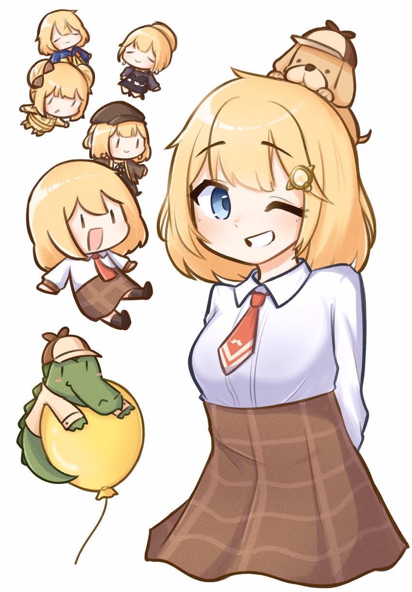 watson amelia, bubba, and investigator (hololive and 1 more) drawn by moon_ldl