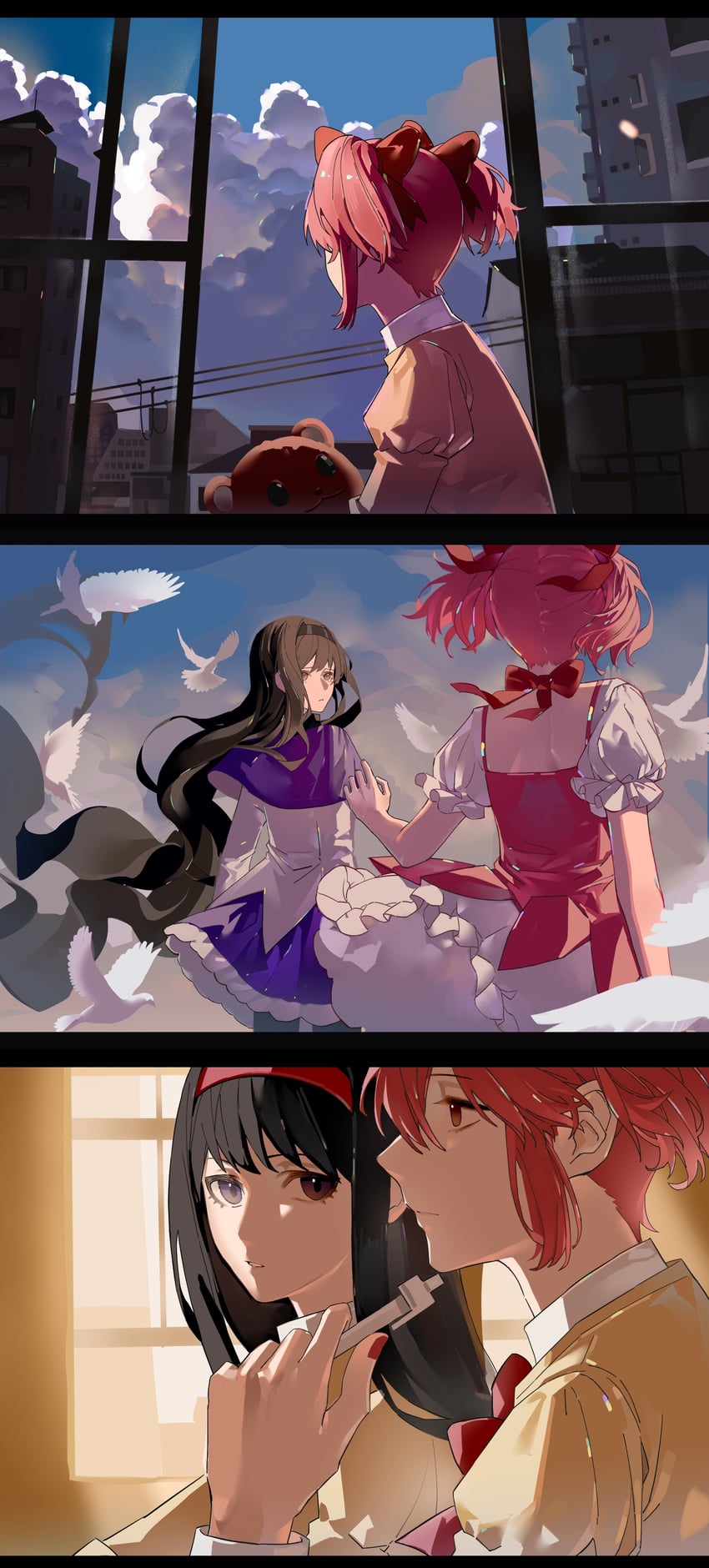 akemi homura and kaname madoka (mahou shoujo madoka magica) drawn by chouti_ttt