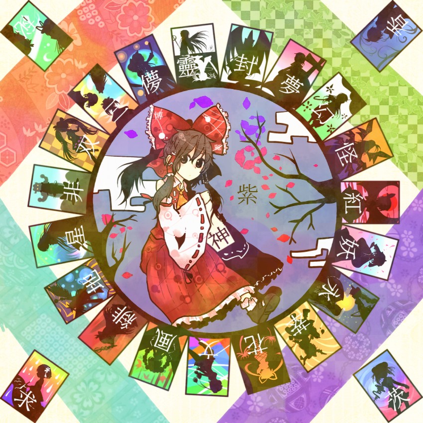 hakurei reimu, remilia scarlet, shameimaru aya, saigyouji yuyuko, moriya suwako, and 26 more (touhou and 24 more) drawn by itomugi-kun