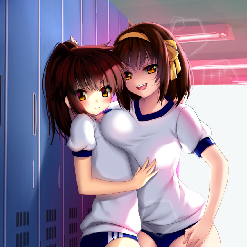 suzumiya haruhi and kyonko (suzumiya haruhi no yuuutsu) drawn by kashi_kosugi