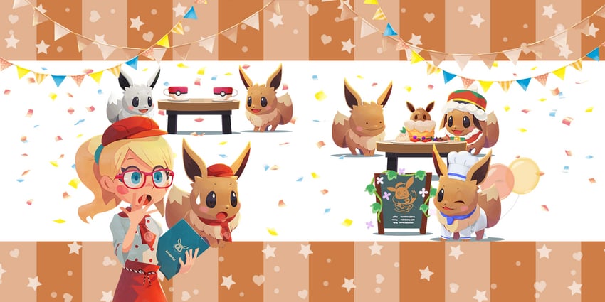 eevee, ditto, transformed ditto, and leah (pokemon and 1 more)