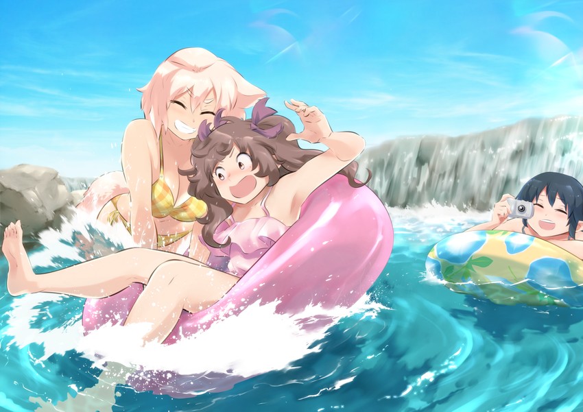 shameimaru aya, inubashiri momiji, and himekaidou hatate (touhou) drawn by shundou_heishirou