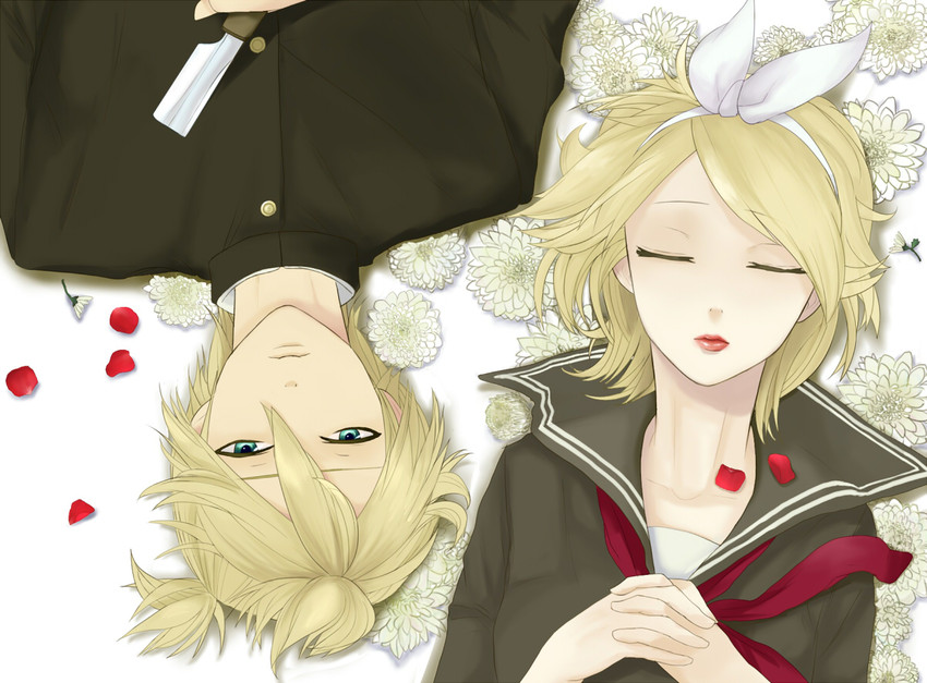 kagamine rin and kagamine len (vocaloid and 1 more) drawn by ririco