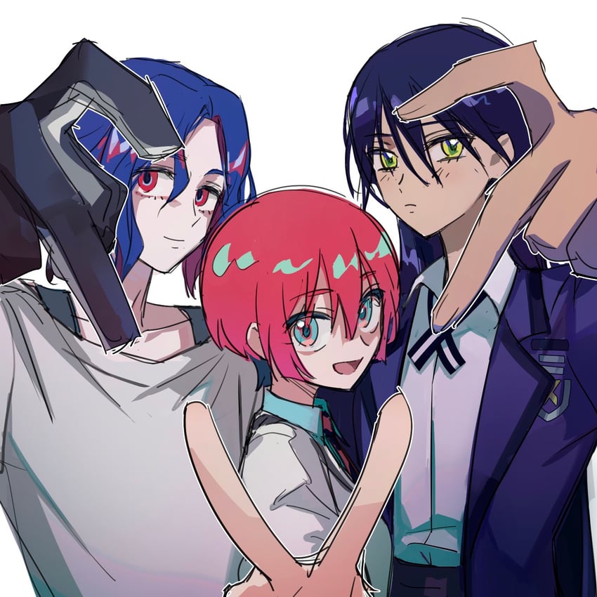 amate yuzuriha, shuji ito, and nyaan (gundam and 1 more) drawn by sonnambulo777