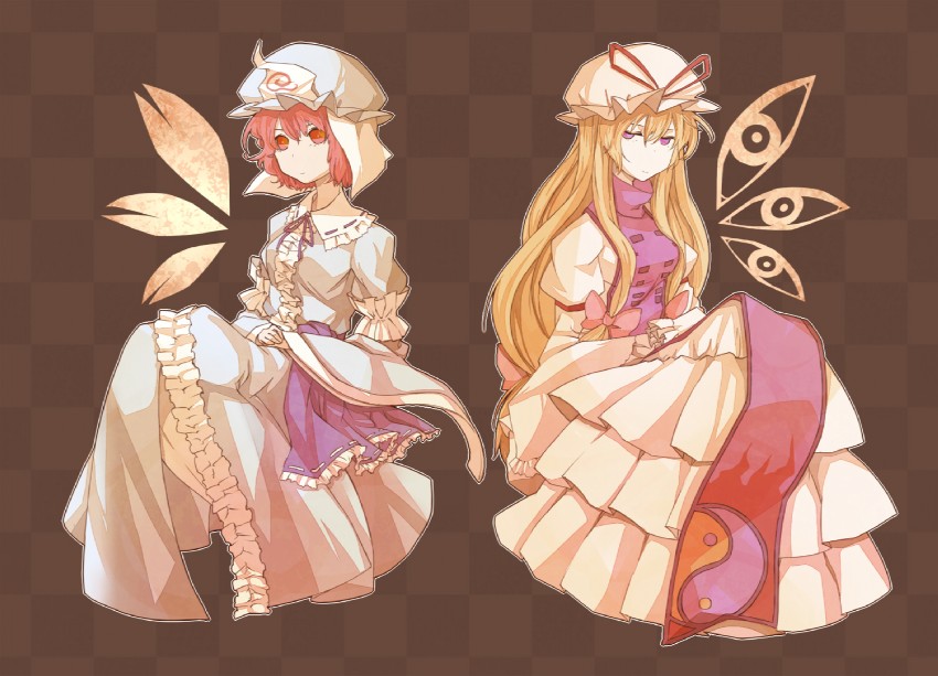 yakumo yukari and saigyouji yuyuko (touhou) drawn by myou_mu