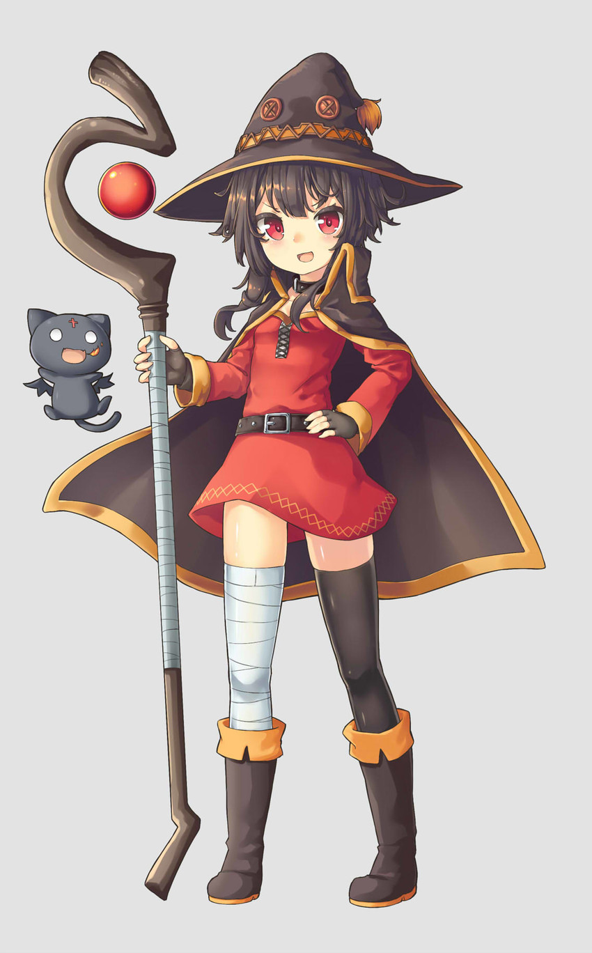 megumin and chomusuke (kono subarashii sekai ni shukufuku wo!) drawn by nano_(mianhua_maoqiu)