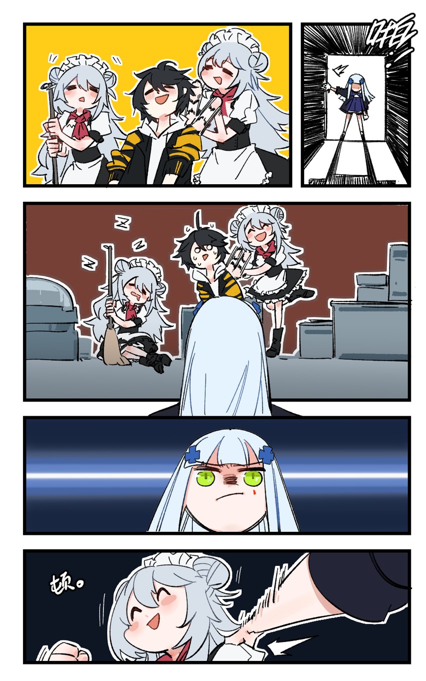 hk416, g11, dier, and dier maid (girls' frontline) drawn by mush