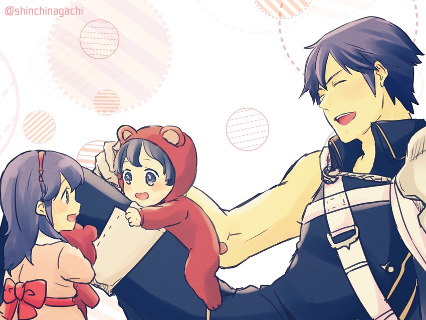 lucina, chrom, and male morgan (fire emblem and 1 more) drawn by nishimura_(shinchinagachi)