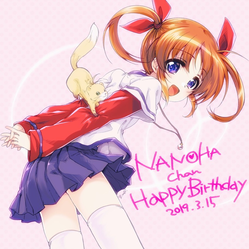 takamachi nanoha, raising heart, and yuuno scrya (lyrical nanoha and 2 more) drawn by kuroi_mimei