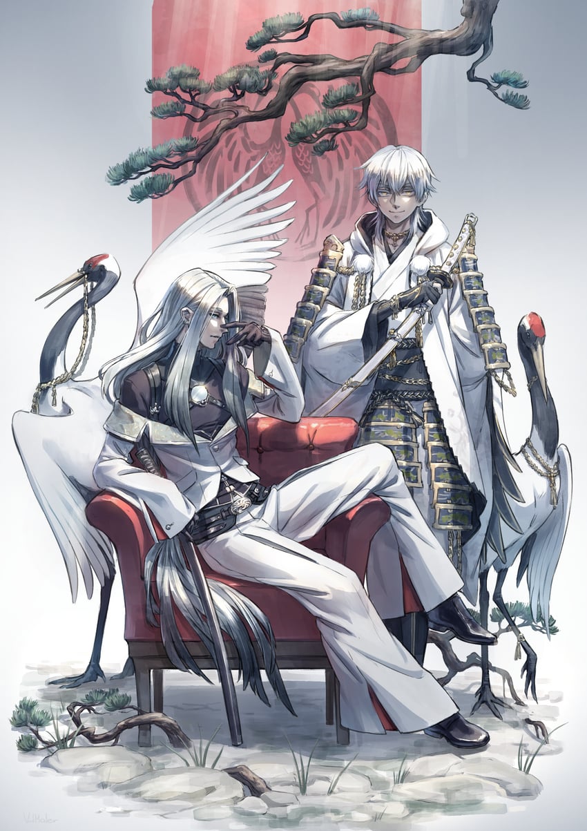 tsurumaru kuninaga and himetsuru ichimonji (touken ranbu) drawn by vdmaler