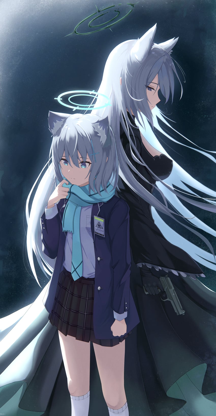 shiroko and shiroko terror (blue archive) drawn by hikkio
