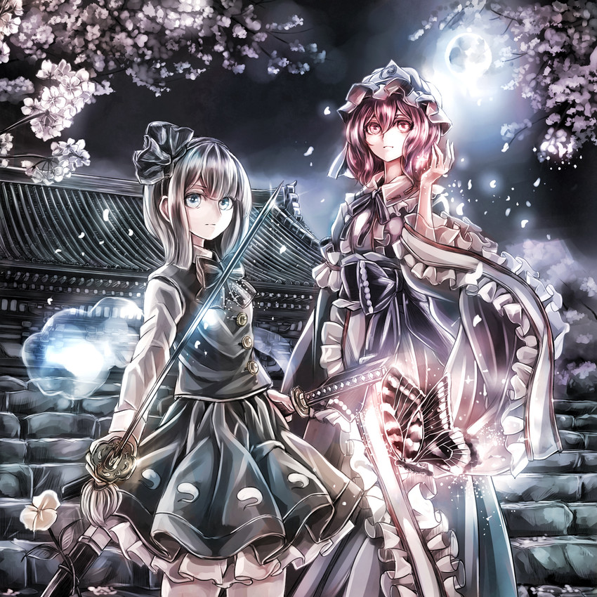 konpaku youmu and saigyouji yuyuko (touhou) drawn by jan_(lightdragoon)