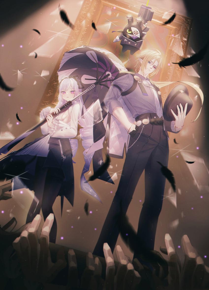 vivian banshee, hugo vlad, and robin (zenless zone zero) drawn by setora_q