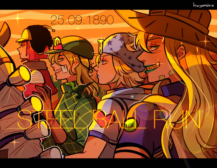 johnny joestar, gyro zeppeli, diego brando, scary monsters, hot pants, and 1 more (jojo no kimyou na bouken and 1 more) drawn by huyandere