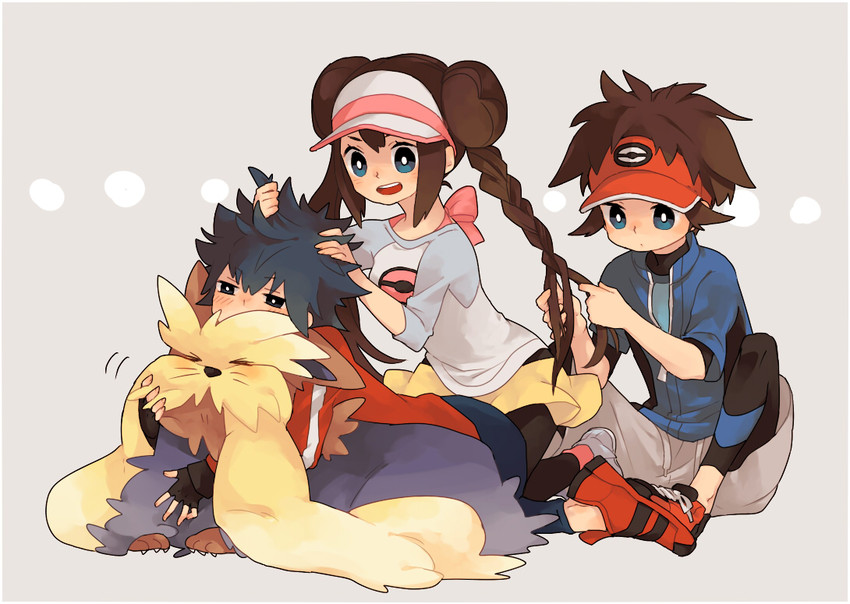 rosa, nate, hugh, and stoutland (pokemon and 1 more) drawn by mrokr