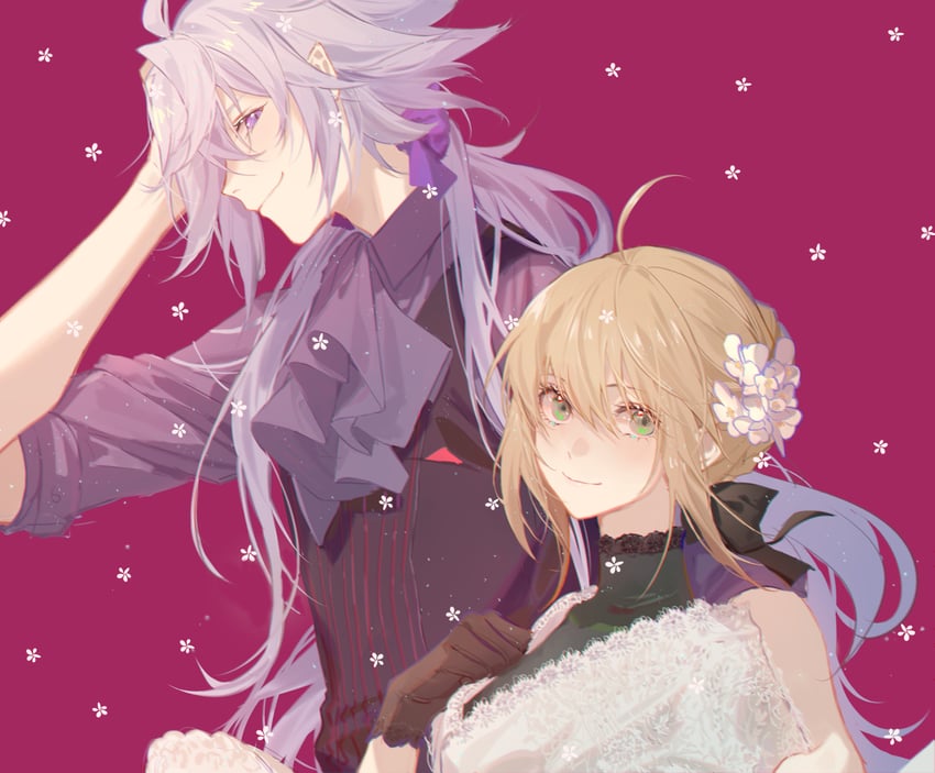 artoria pendragon, saber, and merlin (fate and 1 more) drawn by bsq