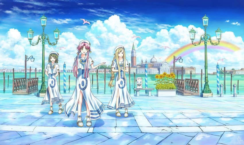 mizunashi akari, aria pokoteng, alicia florence, and aino ai (aria) drawn by egokoro
