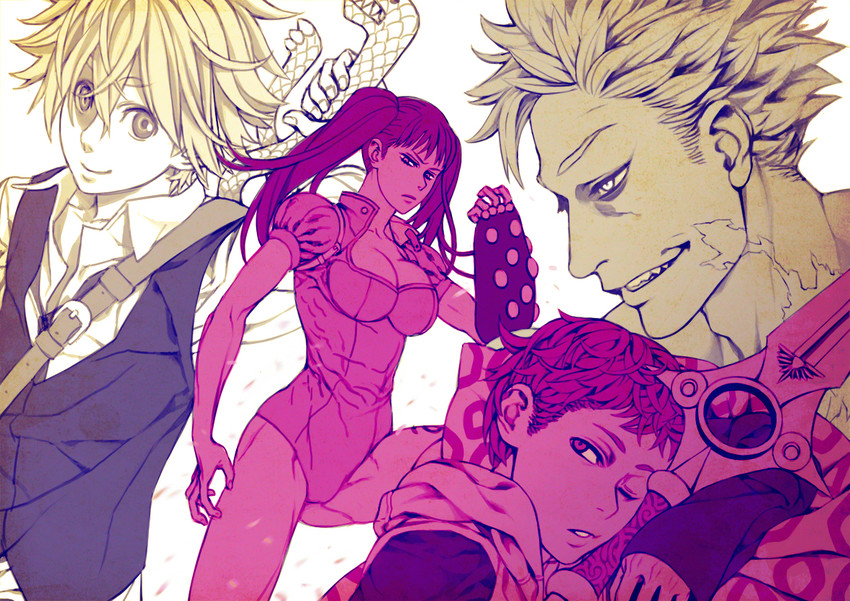 diane, meliodas, king, and ban (nanatsu no taizai) drawn by arasdel