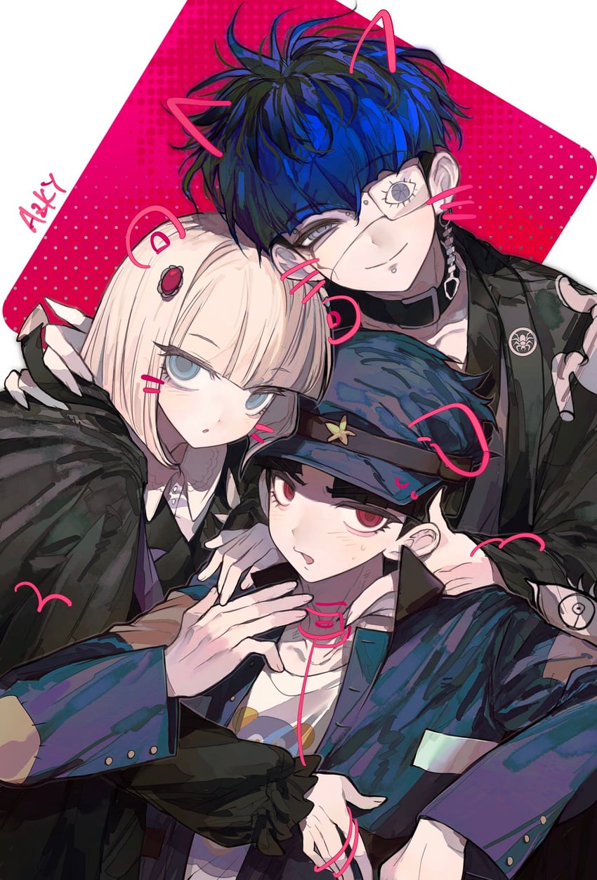 omokage yugamu, maruko gaku, and oosuzuki kurara (the hundred line -last defense academy-) drawn by anzekeye