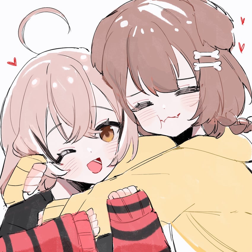 nanashi mumei and inugami korone (hololive and 1 more) drawn by hana20000920