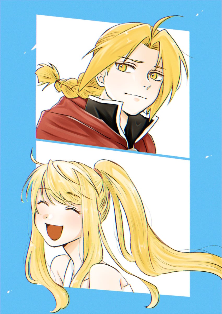 edward elric and winry rockbell (fullmetal alchemist) drawn by hare87073434281