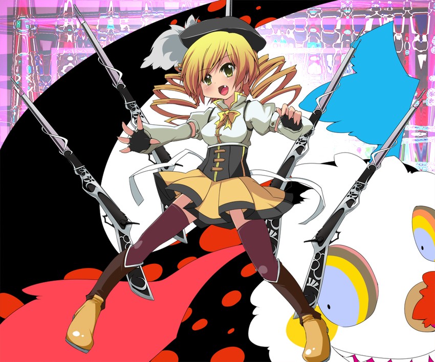 tomoe mami and charlotte (mahou shoujo madoka magica) drawn by noa_(nagareboshi)